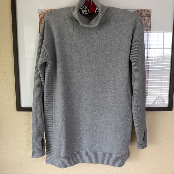 Tahari Gray Mock Neck Cotton Blend Sweater Modern Size S - Picture 2 of 10
